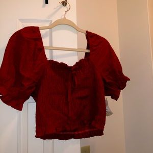 NWT ALTAR’D State Red Puffy Sleeve Top